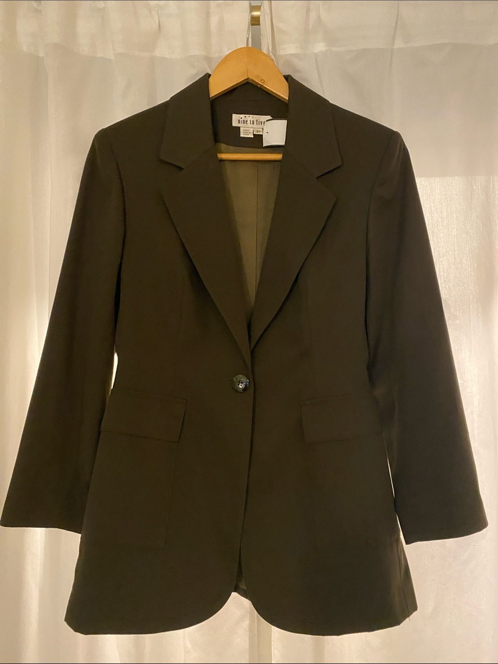 Vintage Olive Blazer with Notch Lapel